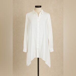 Zac & Rachel White Lyocell Button-Down Shirt Relaxed Fit Size S